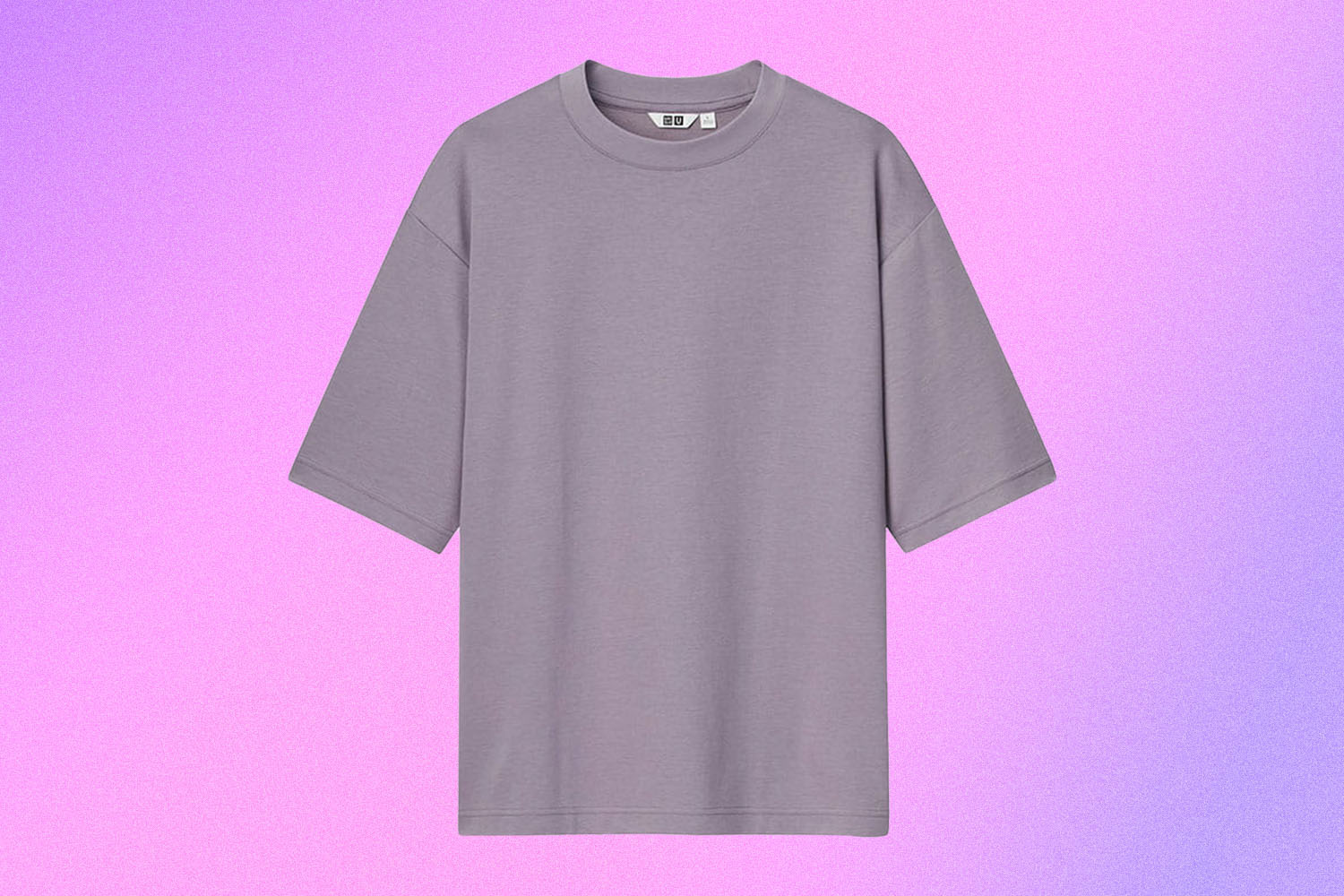 A lavender t-shirt on a purple background