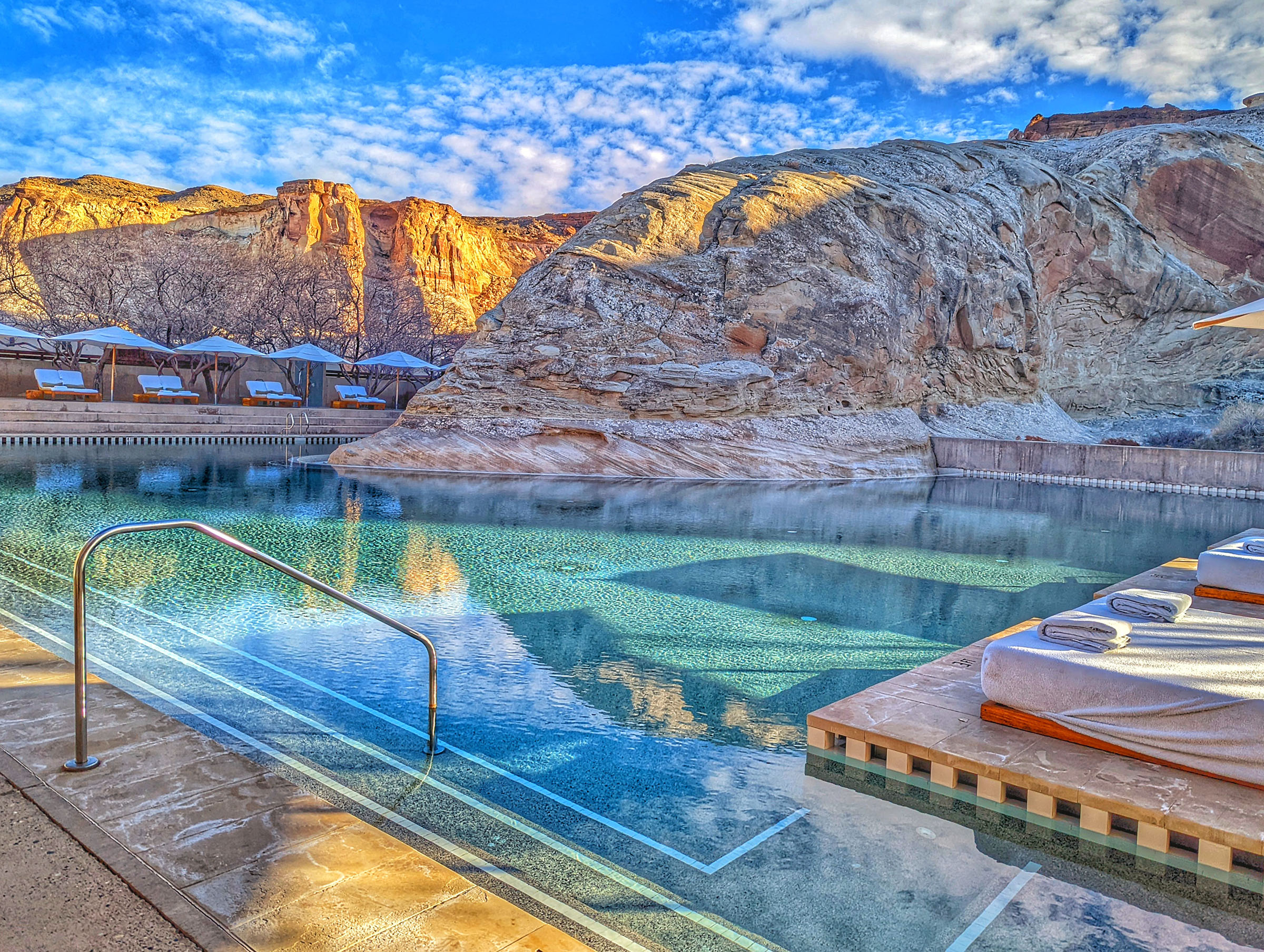 The dramatic swimming pool at Amangiri is built directly into the surrounding sandstone