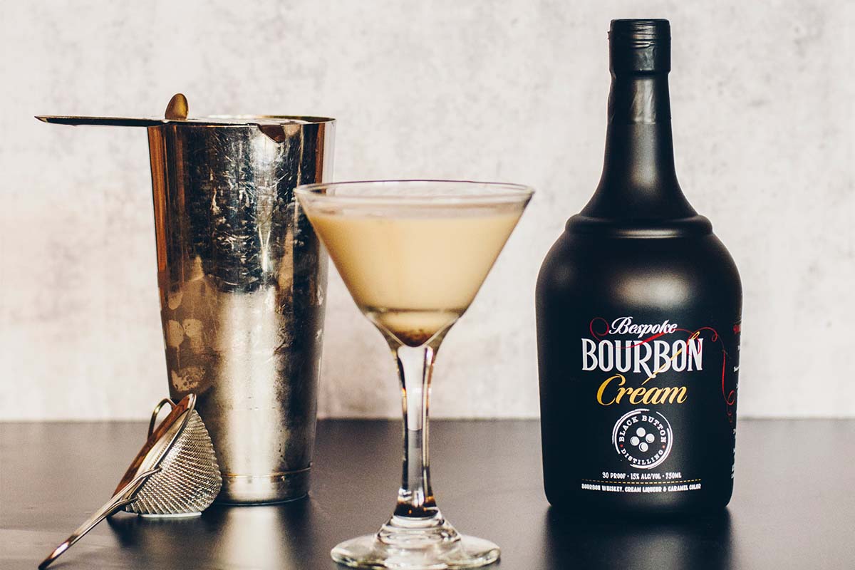 the “Chocolatini” courtesy of Black Button Distilling and a bottle of Bespoke Bourbon Cream