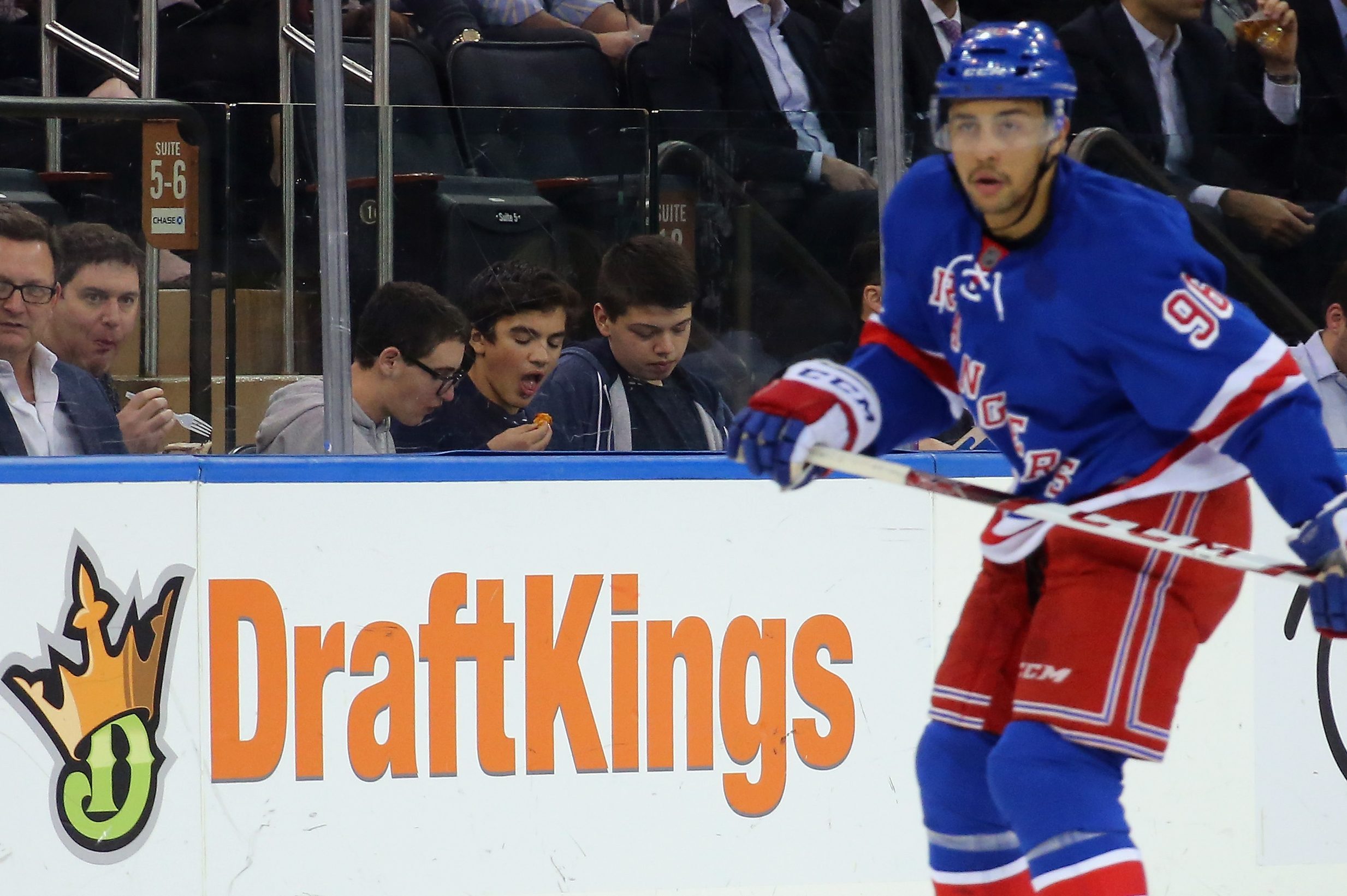 The boards advertise the betting site DraftKings at Madison Square Garden