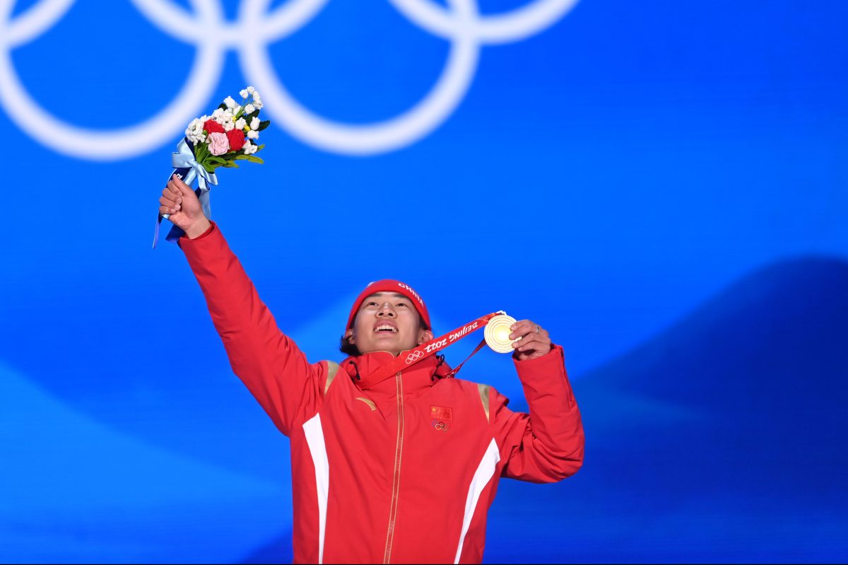 Gold medallist Su Yiming of Team China celebrates during the men’s snowboard Big Air medal ceremony. Not all Olympic athletes get paid for winning a medal. We took a look at the countries that pay the most.