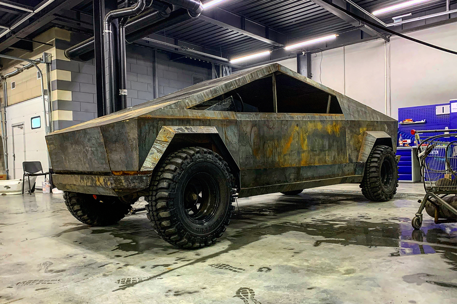 A replica Tesla Cybertruck built by the Russian YouTubers at Garage 54. We talked to Vladislav Barashenkov about building the UAZ-based vehicle