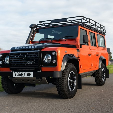 A 2016 four-door Land Rover Defender 110 Adventure in Phoenix Orange. This is the last of its kind to roll off the line in Solihull, and it's up for auction in February 2022 via Collecting Cars.