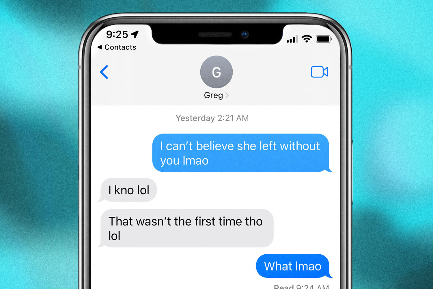 A an iPhone with a text message conversation