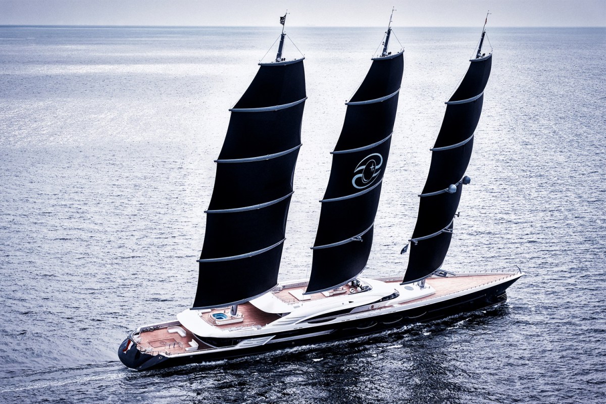 The Black Pearl sailing yacht from Oceanco. Jeff Bezos's own megayacht, which is reportedly based on the Black Pearl, will be able to enter the ocean only after a historic bridge in Rotterdam in the Netherlands is dismantled.