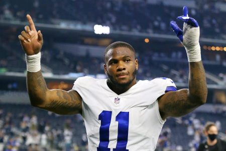 Micah Parsons of the Dallas Cowboys celebrates after defeating the New York Giants in October