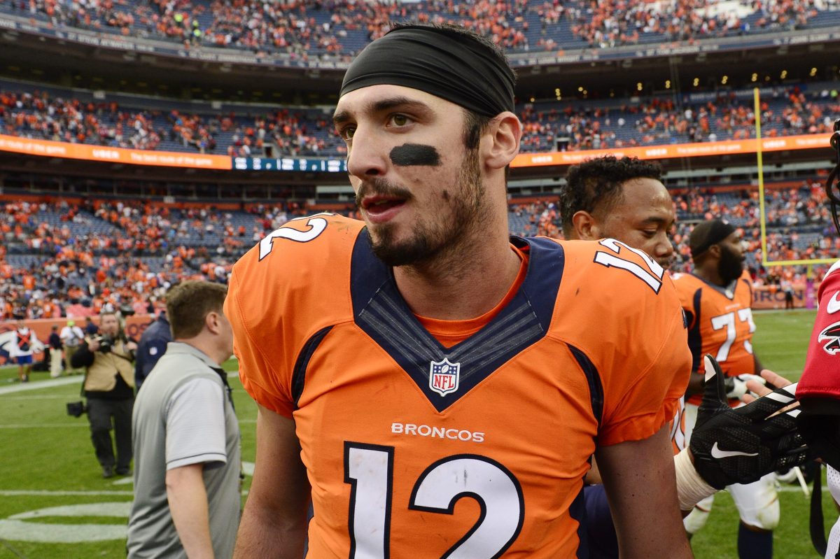 Paxton Lynch walks off the field after playing for the Denver Broncos in 2016