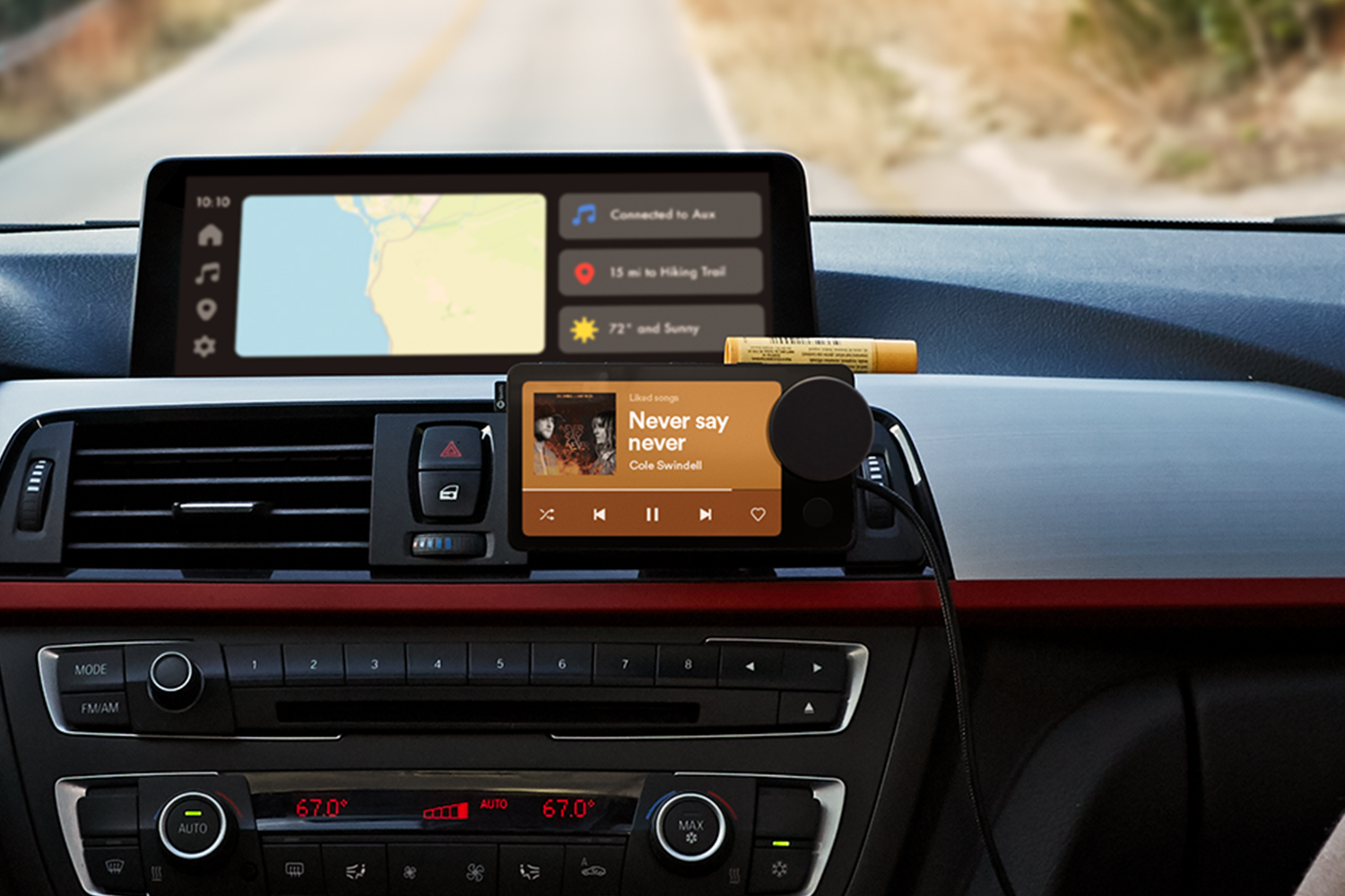 The Spotify Car Thing, a smart device that connects to the dashboard of your car and makes it easier to play audio through Spotify