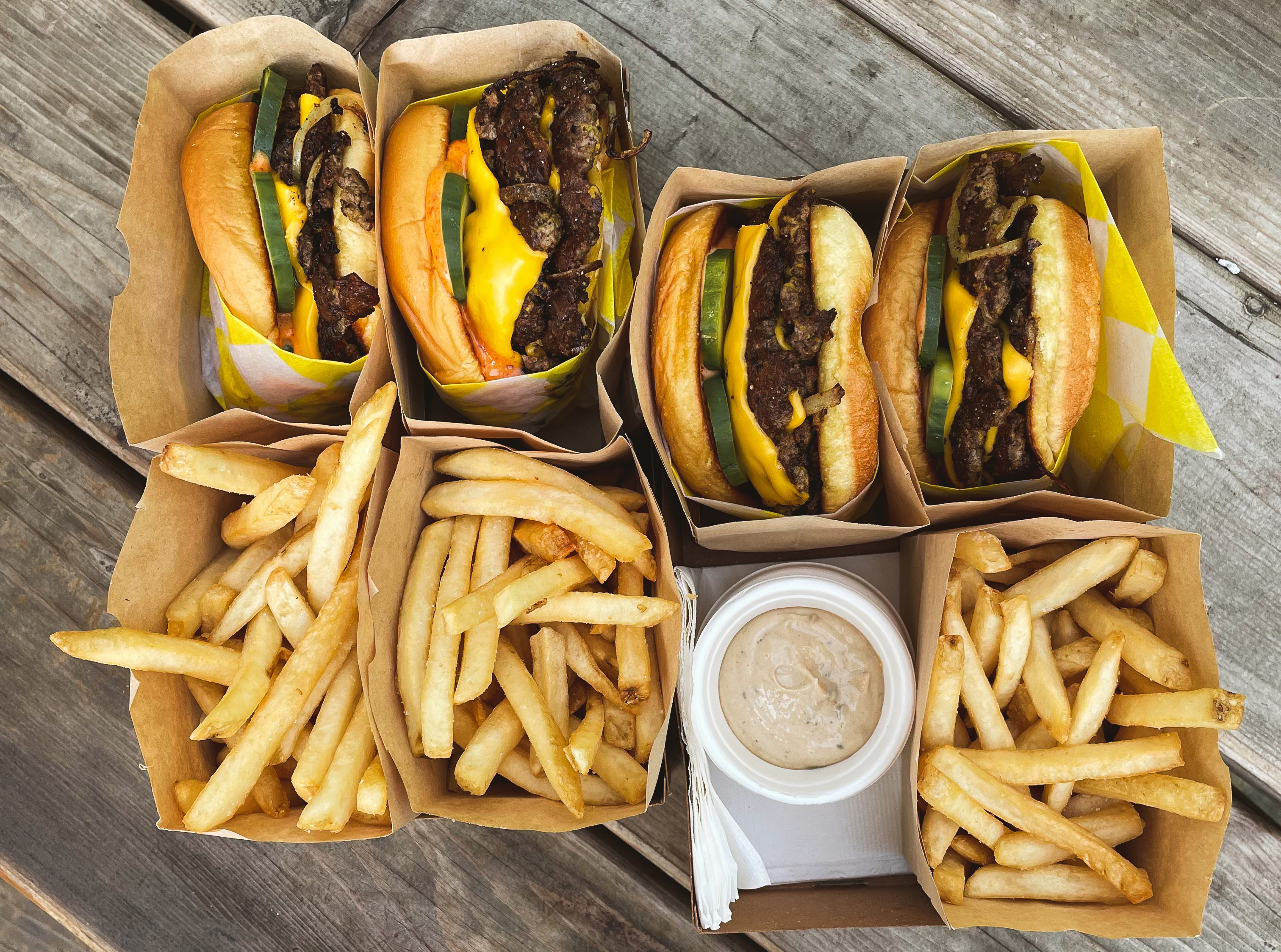 A burger and fries from XO Burger in Santa Barbara