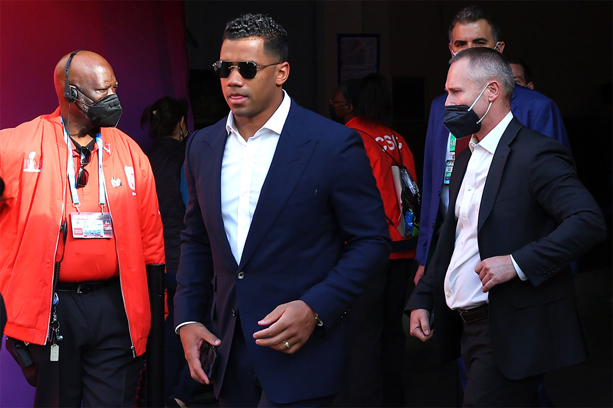 Russell Wilson walking into Super Bowl 56.