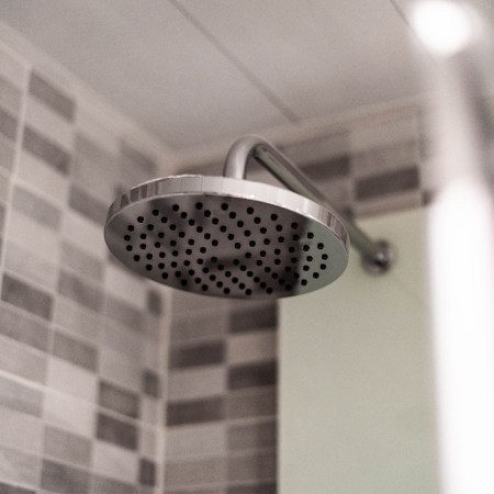 A dry shower head. Here's why you should consider showering less, or not at all.