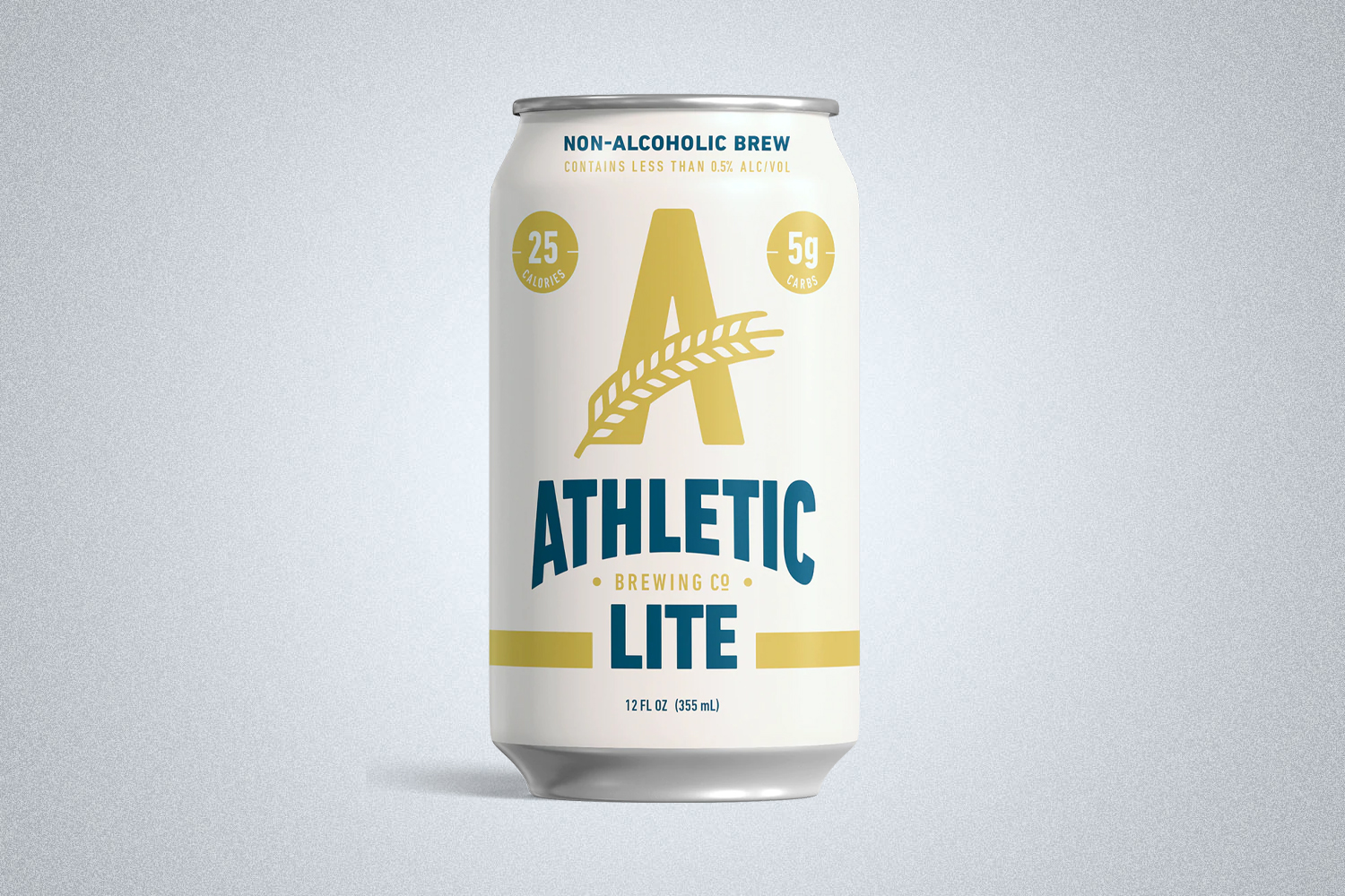 a can of athletic lite on a grey background