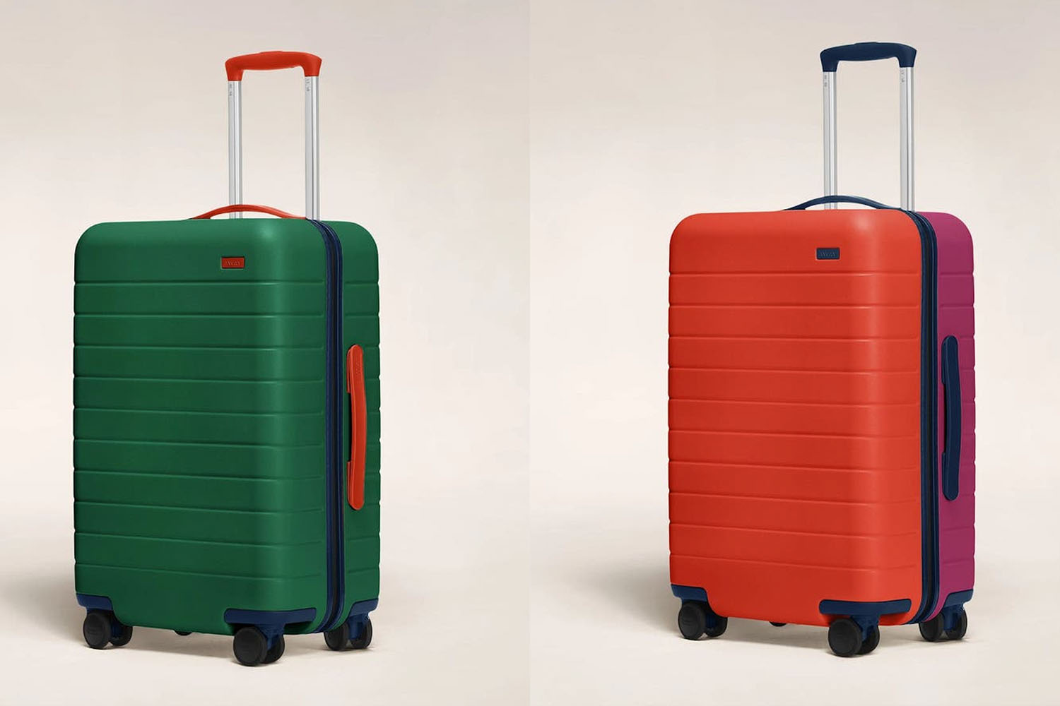 a pair of luggage in technicolor