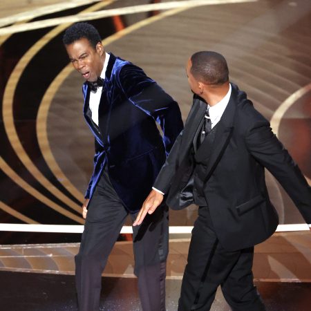 Will Smith slaps Chris Rock at the 94th Academy Awards.