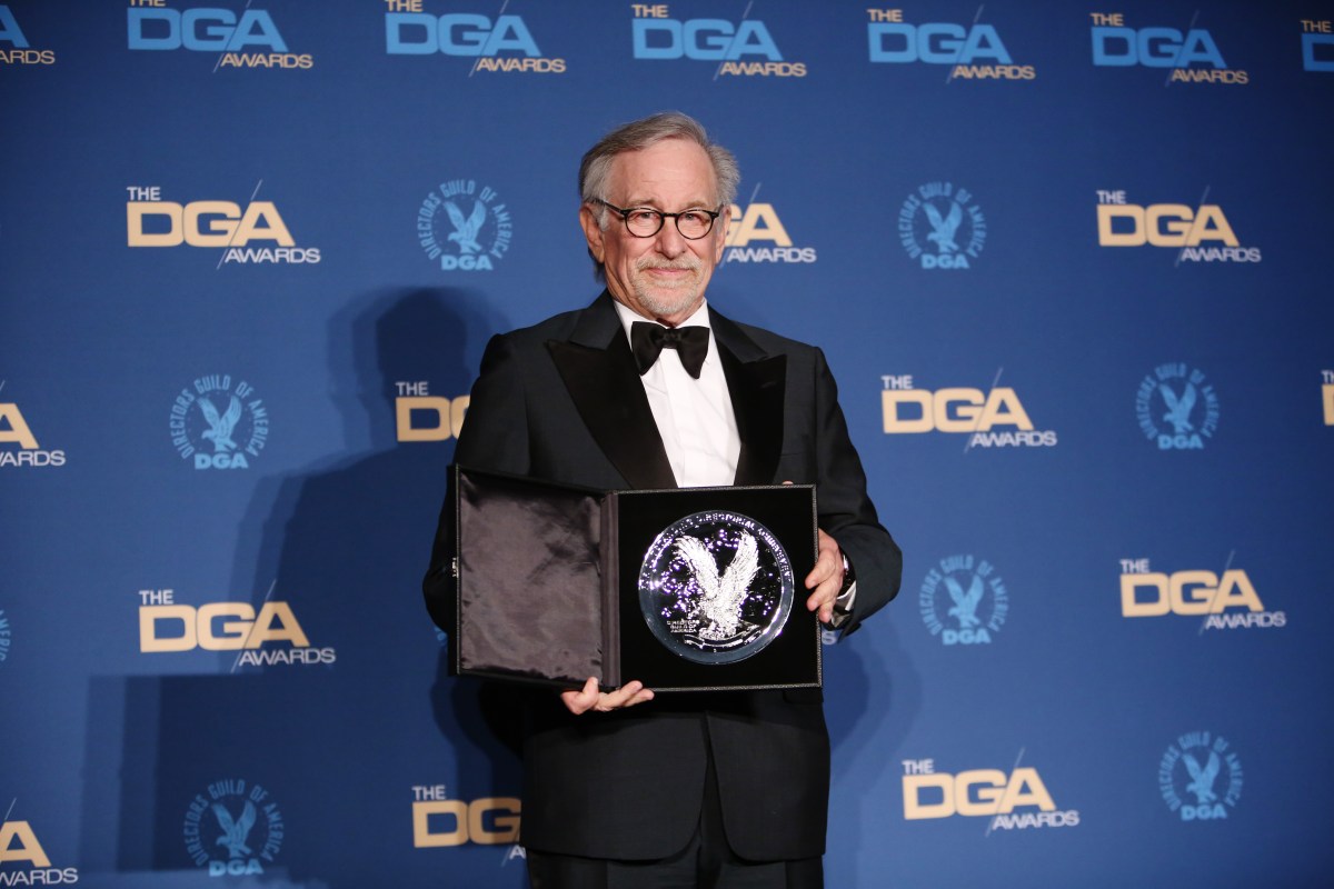 Steven Spielberg poses in the press room during the 74th Annual Directors Guild Of America Awards at The Beverly Hilton on March 12, 2022 in Beverly Hills, California. Spielberg was recently called out on social media for calling the Squid Game ensemble "unknown actors."