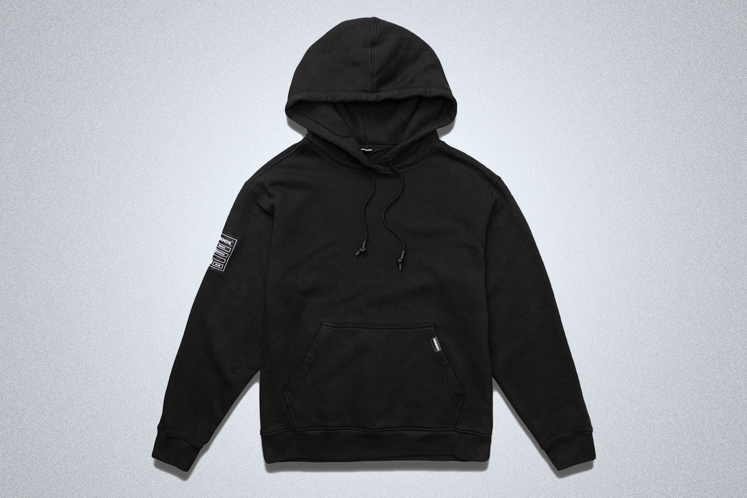 a black hoodie on a grey background