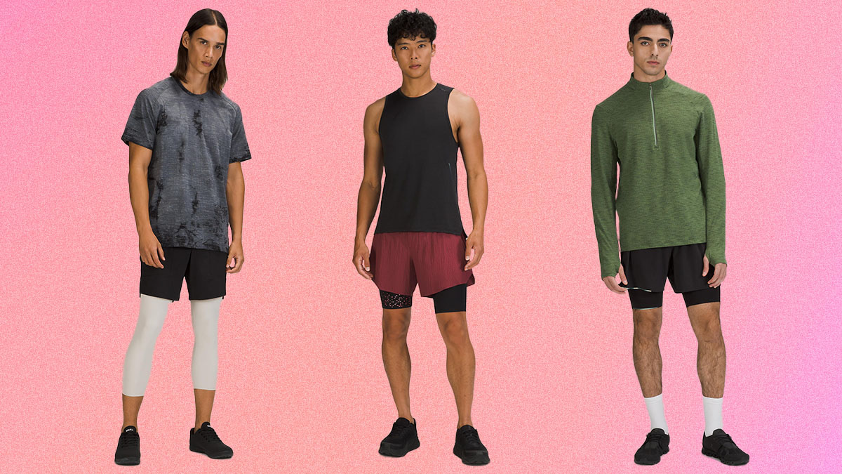 Three models posing in Lululemon gear