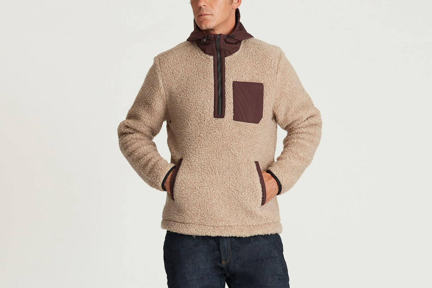 Aether Narrows Pullover in beige on a soft beige background