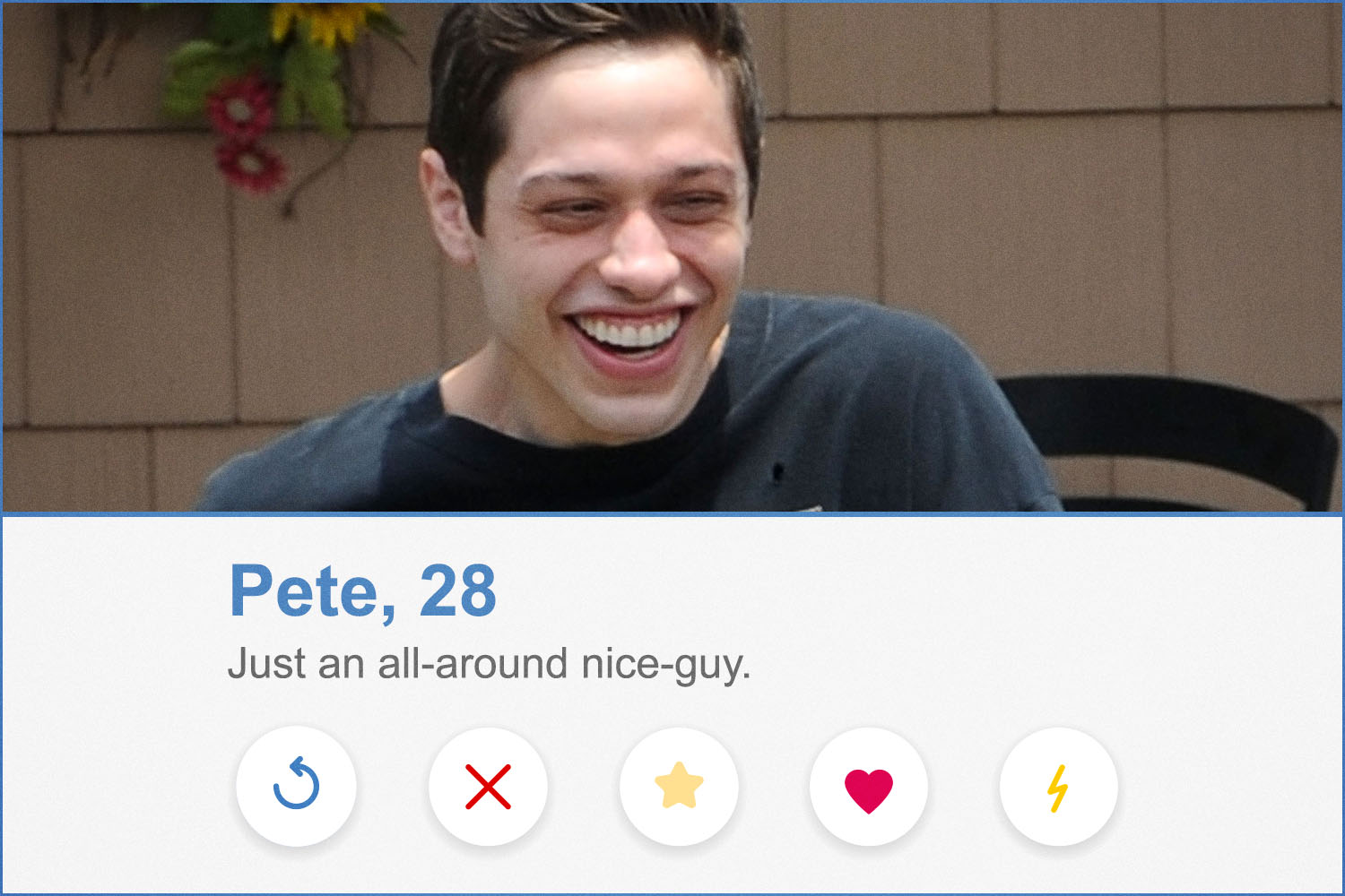 A mock dating profile features Pete Davidson