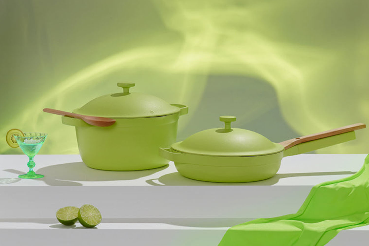 an image of the only pot and always pan in acid green