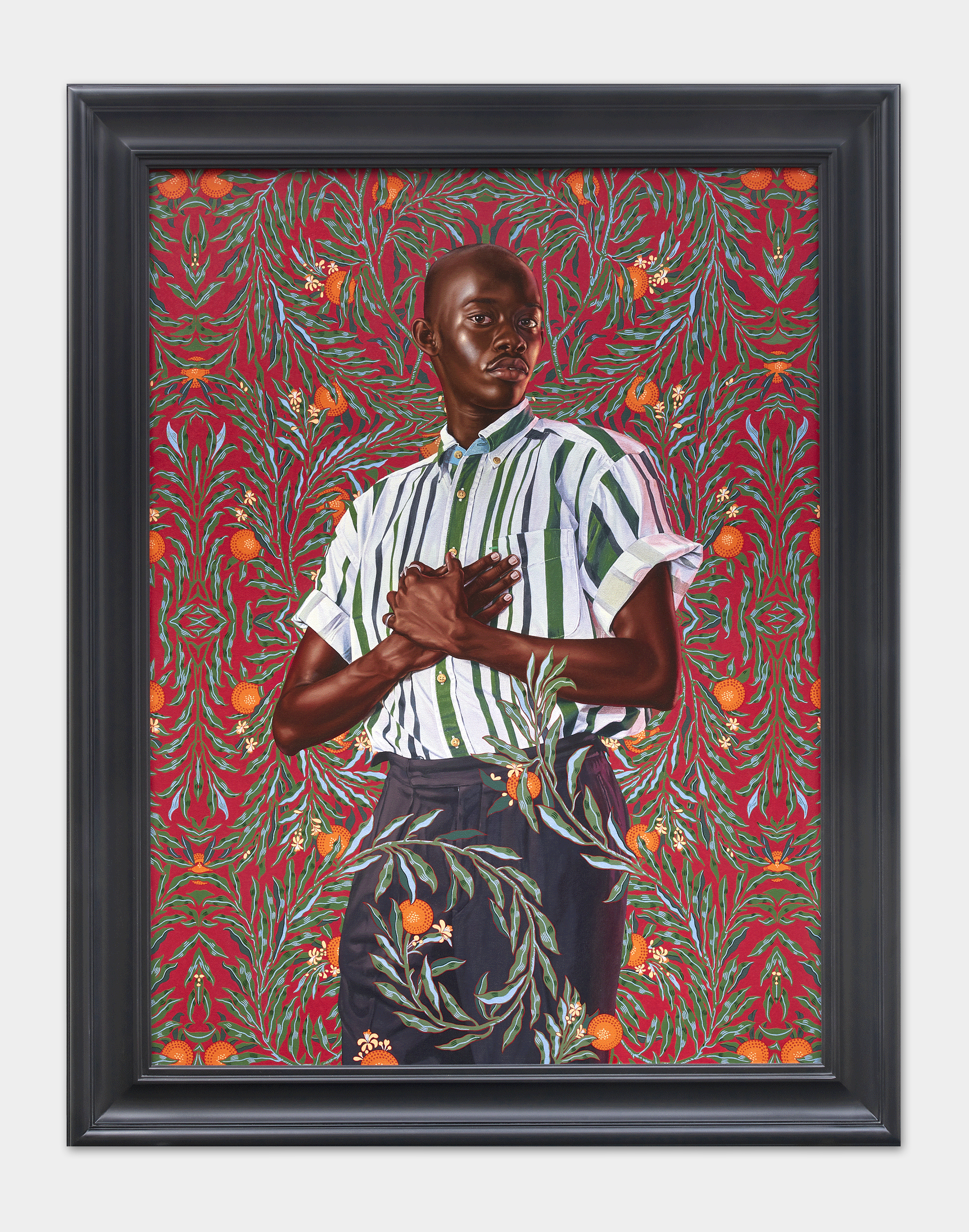 Kehinde Wiley Portrait of Ibrahima Ndome, 2021 Oil on canvas 48 x 36 in (121.9 x 91.4 cm)