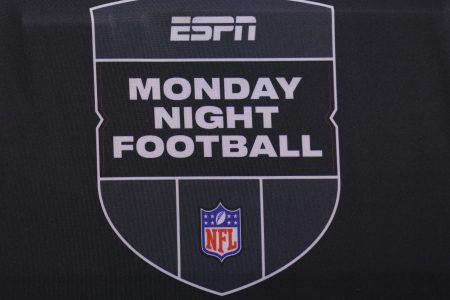 A detailed view of the ESPN "Monday Night Football" logo at Lincoln Financial Field