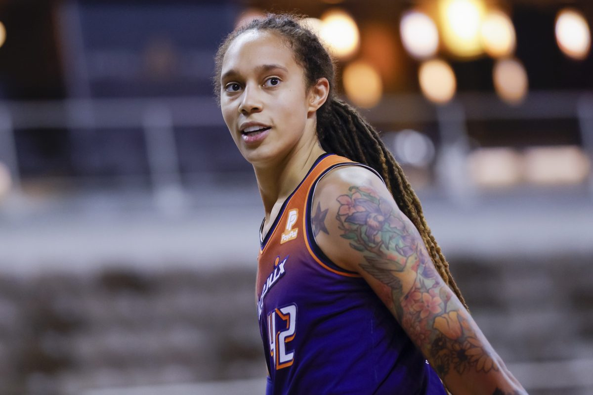 Brittney Griner of the Phoenix Mercury plays against the Indiana Fever