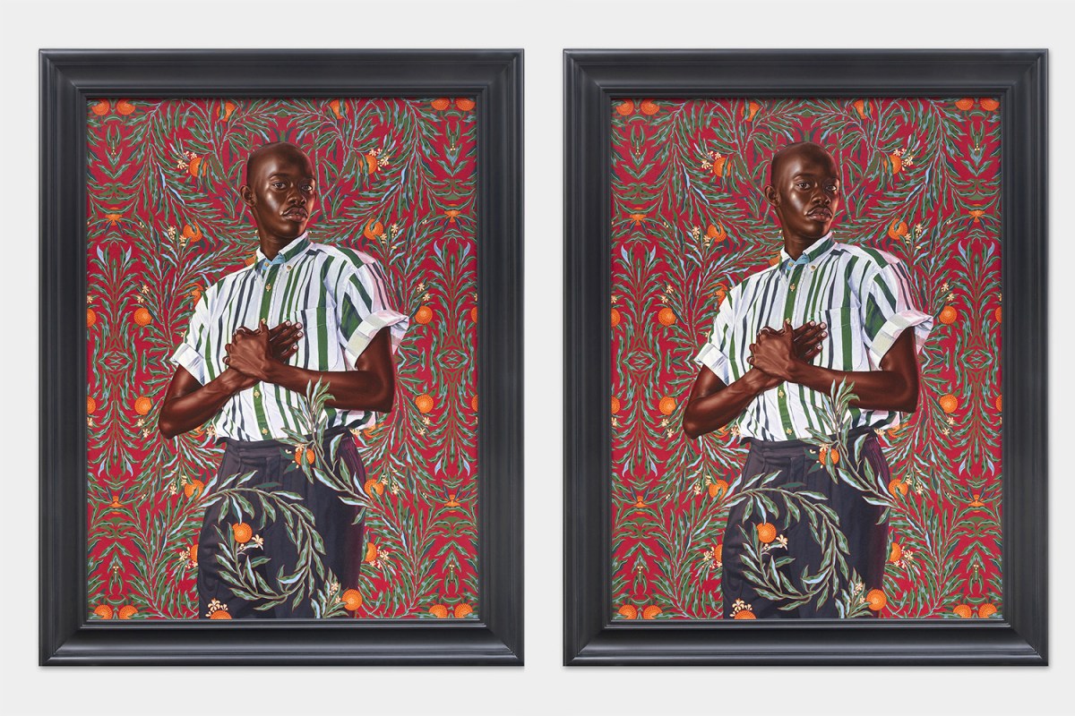 Kehinde Wiley Portrait of Ibrahima Ndome, 2021 Oil on canvas 48 x 36 in (121.9 x 91.4 cm)