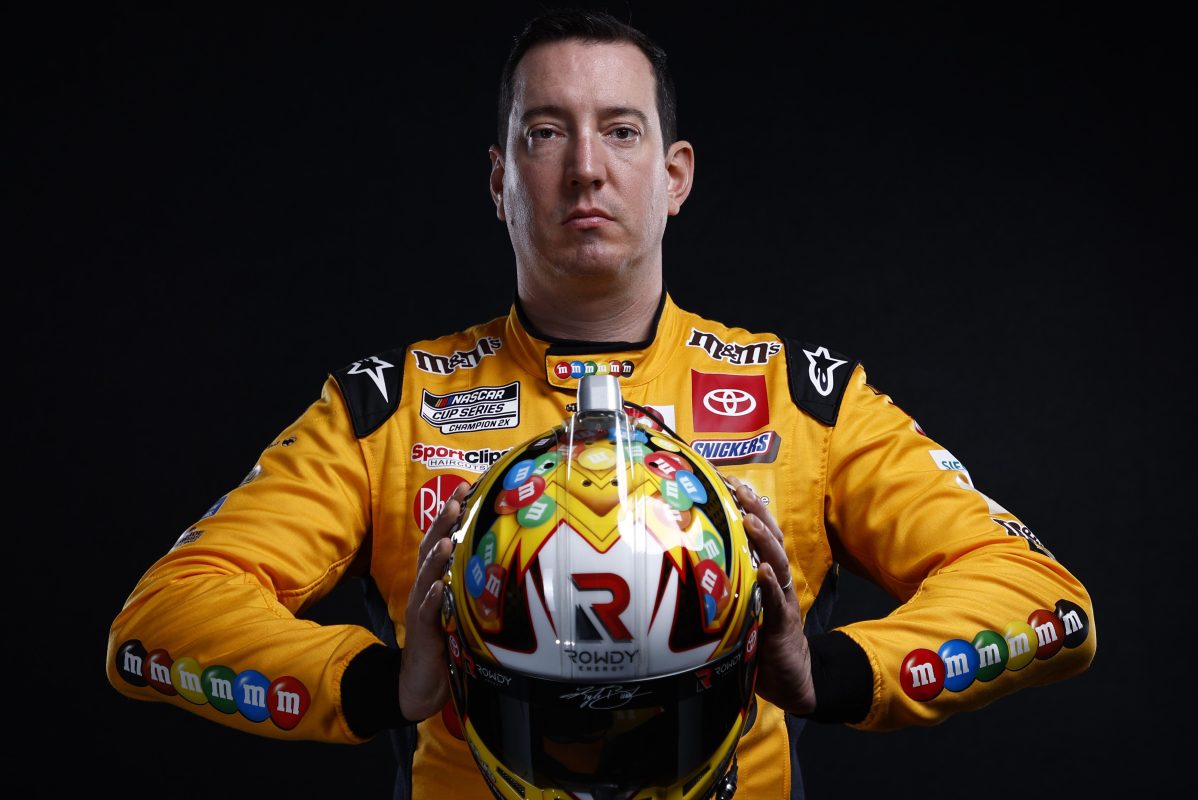 NASCAR driver Kyle Busch poses during NASCAR Production Days at Clutch Studios