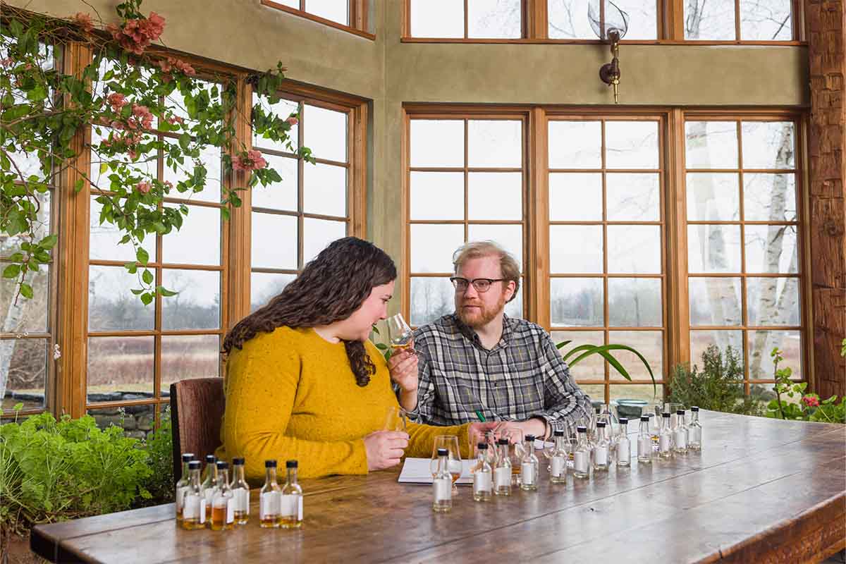 Lost Lantern Whiskey Co-Founders Nora Ganley-Roper and Adam Polonski Test Different Drams