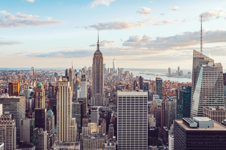A photo of the New York City skyline. A new NYC grifter has appeared: Konrad Bicher, who calls himself the "Wolf of Airbnb."