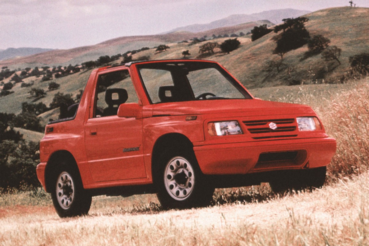 The 1990s Suzuki Sidekick in red