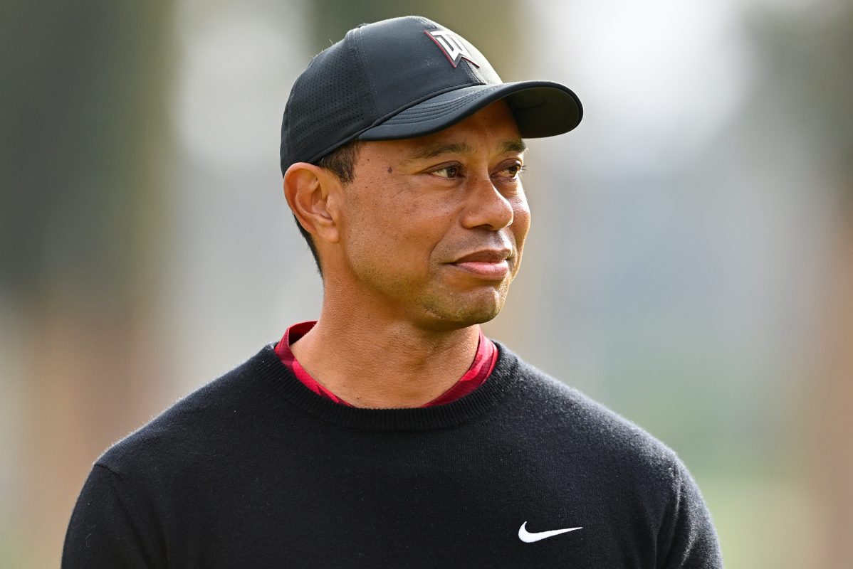 Tournament host Tiger Woods looks on after The Genesis Invitational