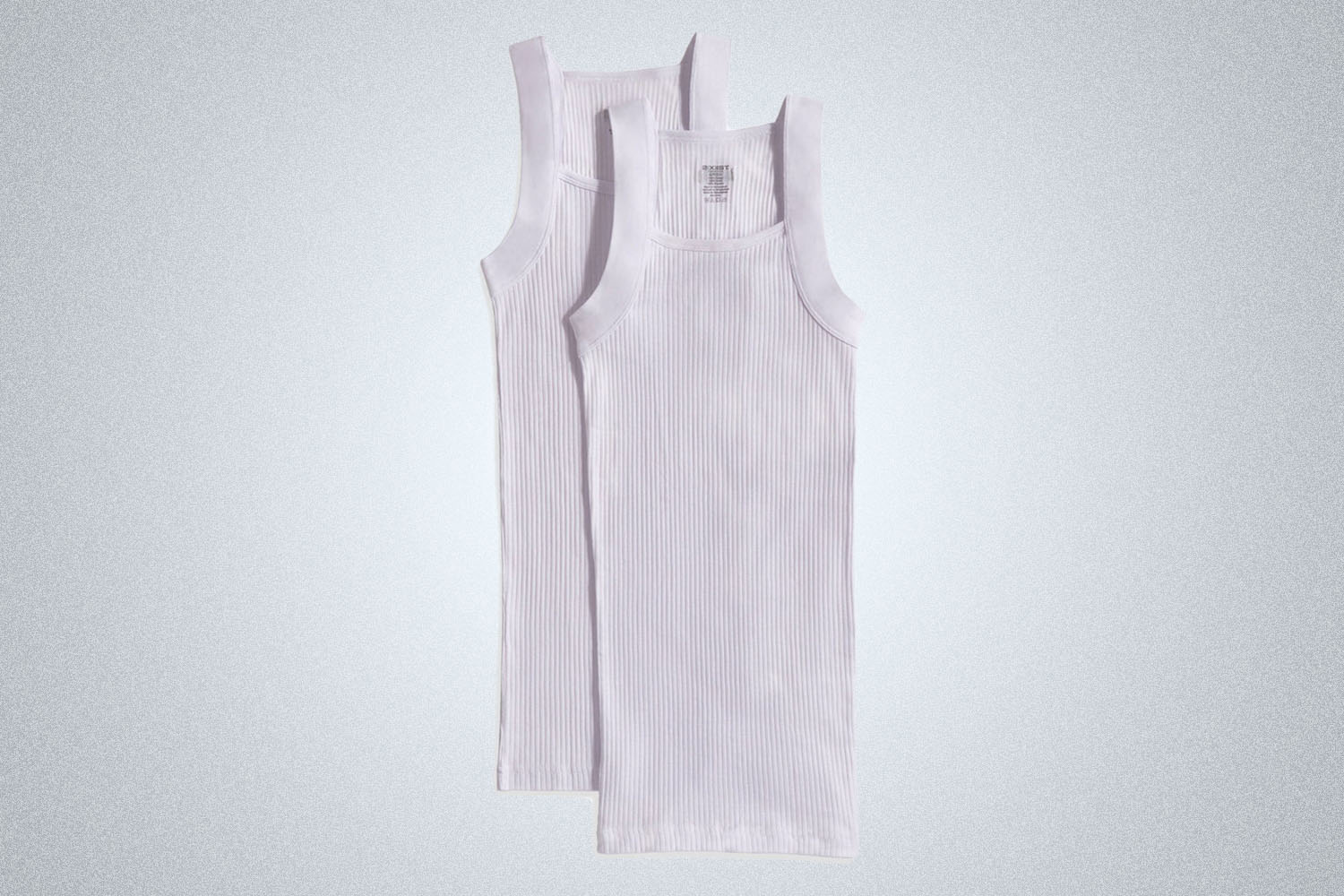 a pair of 2(X)IST White Tank Tops on a grey background
