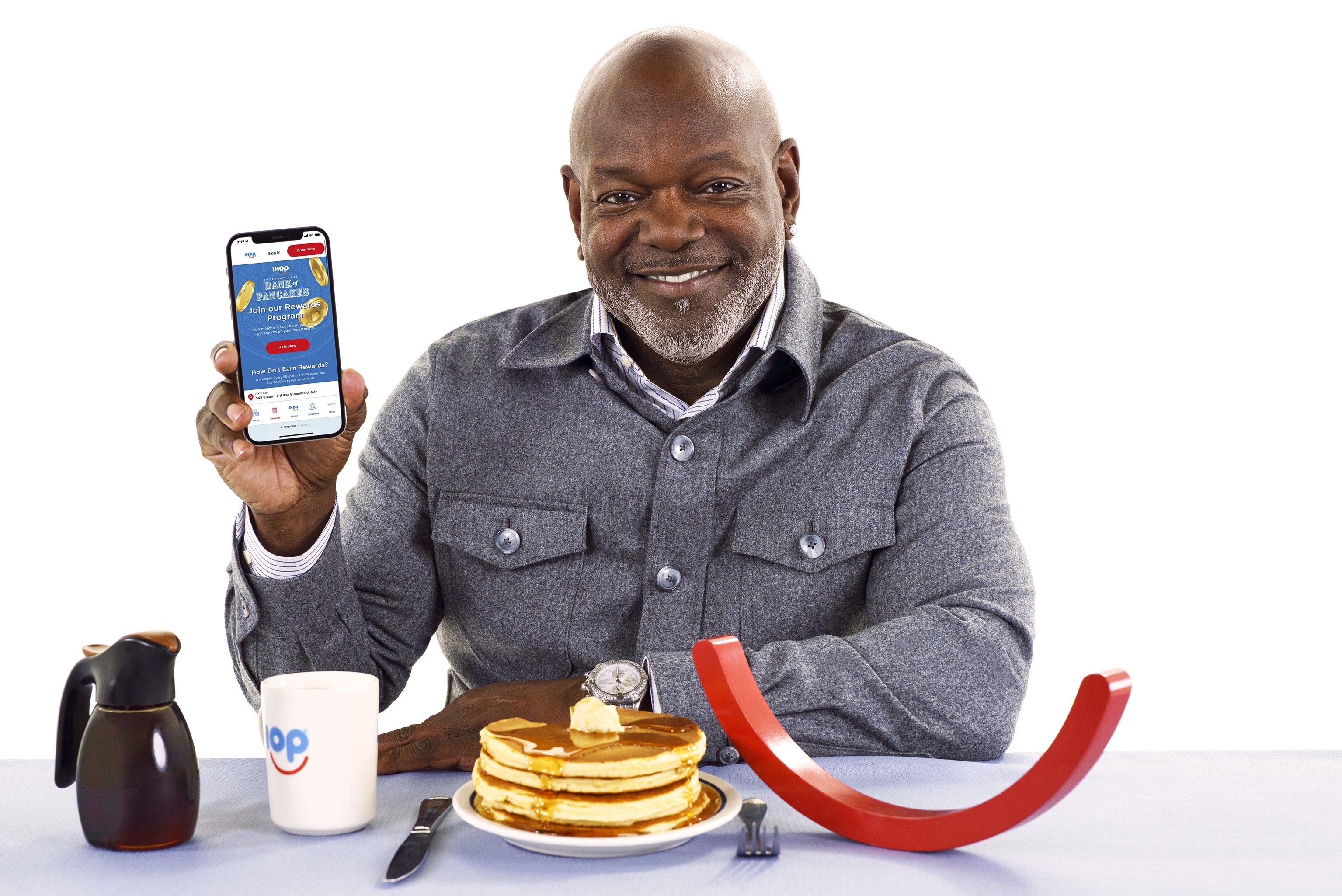 Smith's go-to order at IHOP is a double stack of pancakes, eggs, sausage and hash browns