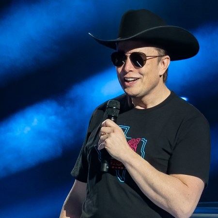Elon Musk speaks at the Tesla Giga Texas manufacturing "Cyber Rodeo" grand opening party on April 7, 2022.