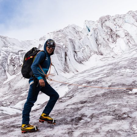 Karl Egloff climbing the Antisana stratovolcano in the northern Andes in Ecuador
