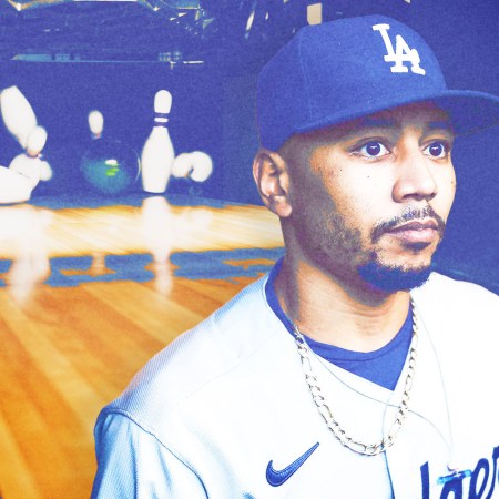 Mookie Betts of the Los Angeles Dodgers is a helluva bowler.