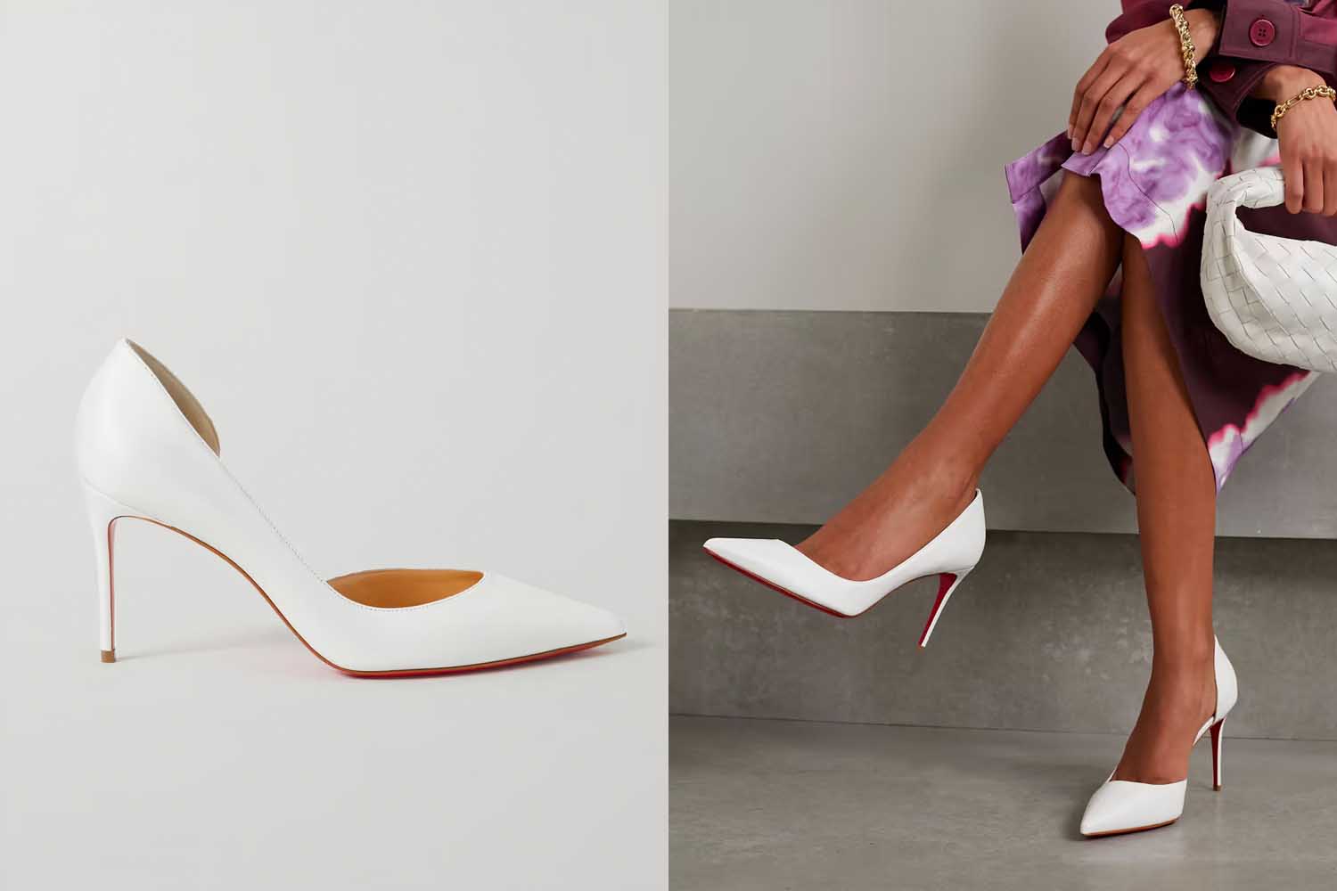White Christian Louboutin pumps, a perfect Mother's Day gift for 2022. 