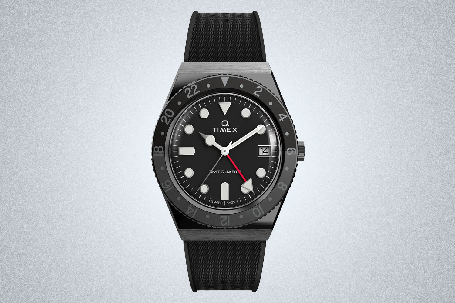 a black watch on a grey background