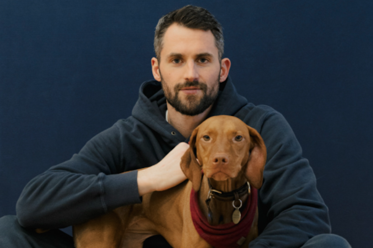 Kevin Love of the Cleveland Cavaliers and his pup Vestry