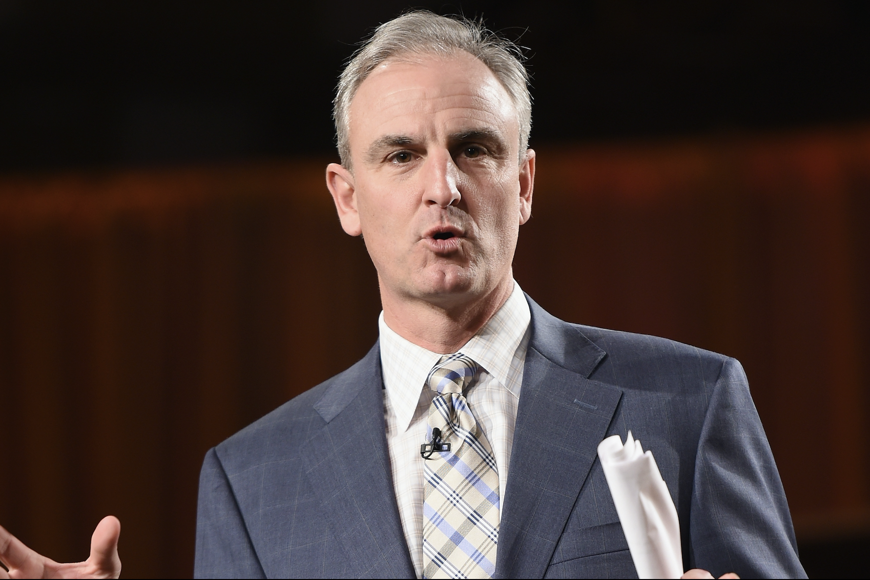 Trey Wingo speaks onstage during the Friars Club Roast of Terry Bradshaw.