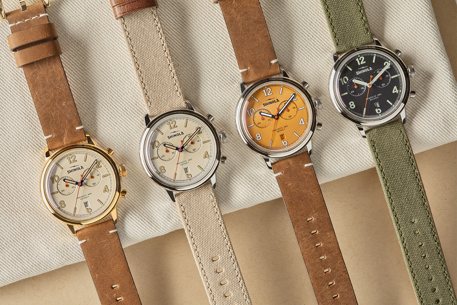 a collage of Shinola watches