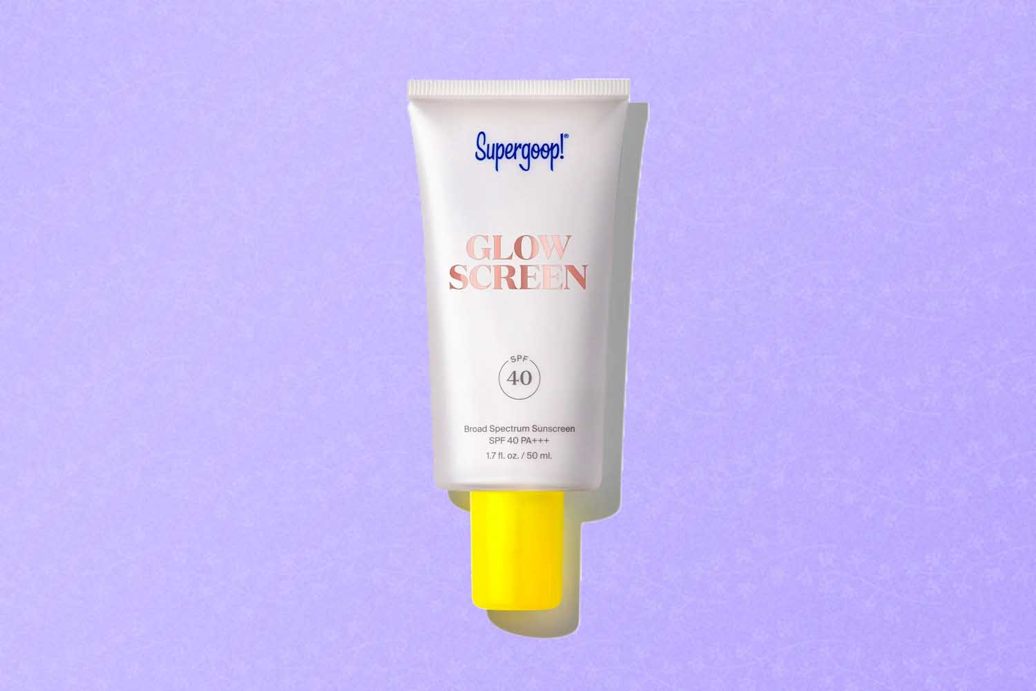 Face sunscreen from Supergoop!, a perfect Mother's Day gift for 2022, on a purple background.