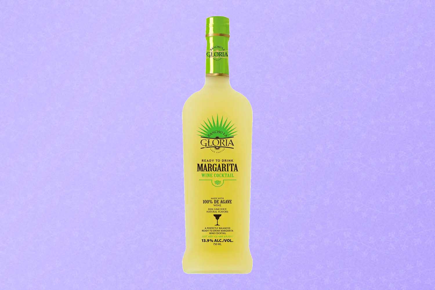 A margarita bottled cocktail, a perfect Mother's Day gift for 2022, on a purple background.
