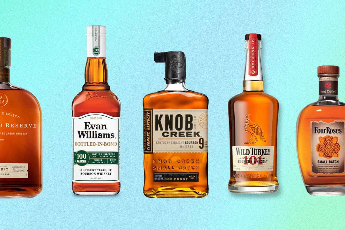 five popular bourbon bottles