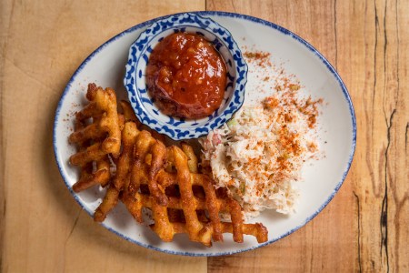Crab and Homemade Waffle Fries