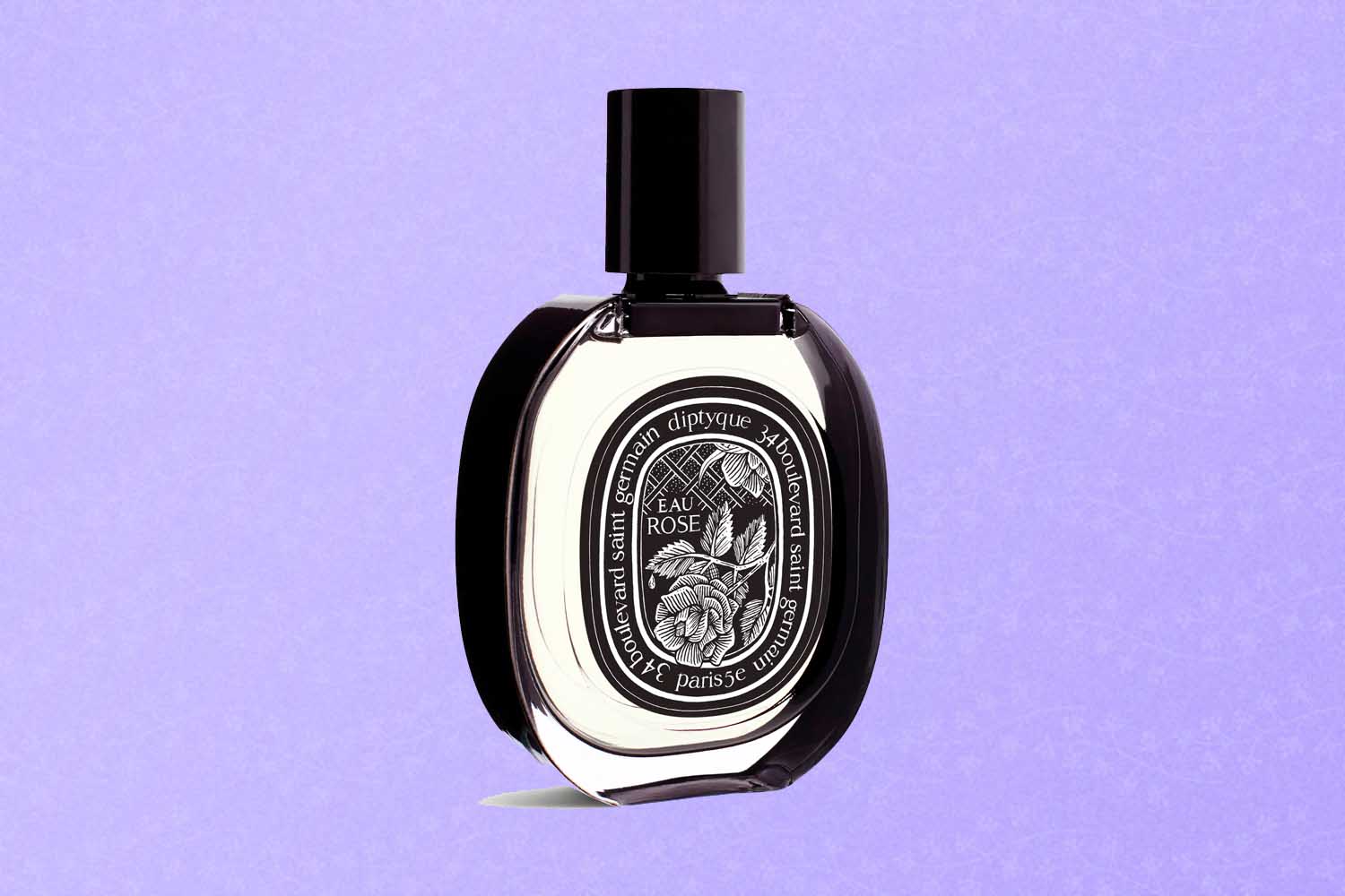 A perfume bottle, a perfect Mother's Day gift for 2022, on a purple background.
