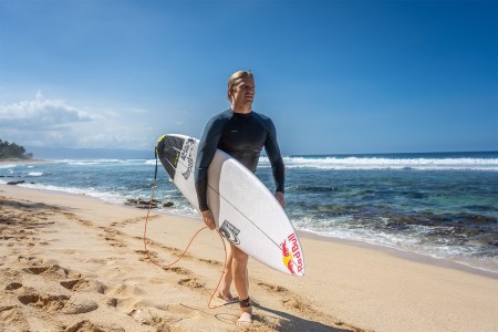 Kolohe Andino surfs at Rocky Point in Haleiwa, Hawaii, USA on January 20, 2022