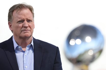 NFL commissioner Roger Goodell addresses the media at SoFi Stadium